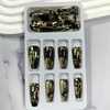 image:imageBABALAL Press On Nails Extra Long Square Fake Nails White French Tip with Black Star amp Silver Rhinestone Chain Design Glossy Y2K Glue On Nails Reusable 24PcsBNB21001