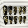 image:imageBABALAL Press On Nails Extra Long Square Fake Nails White French Tip with Black Star amp Silver Rhinestone Chain Design Glossy Y2K Glue On Nails Reusable 24PcsBNB21001