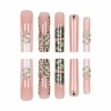 image:imageBABALAL Press On Nails Extra Long Square Fake Nails White French Tip with Black Star amp Silver Rhinestone Chain Design Glossy Y2K Glue On Nails Reusable 24PcsBNB219