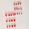 image:imageBABALAL Press On Nails Extra Long Square Fake Nails White French Tip with Black Star amp Silver Rhinestone Chain Design Glossy Y2K Glue On Nails Reusable 24PcsBNB203