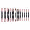 image:imageBABALAL Press On Nails Extra Long Square Fake Nails White French Tip with Black Star amp Silver Rhinestone Chain Design Glossy Y2K Glue On Nails Reusable 24PcsBNB204