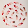 image:imageBABALAL Press On Nails Extra Long Square Fake Nails White French Tip with Black Star amp Silver Rhinestone Chain Design Glossy Y2K Glue On Nails Reusable 24PcsBNB203