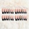image:imageBABALAL Press On Nails Extra Long Square Fake Nails White French Tip with Black Star amp Silver Rhinestone Chain Design Glossy Y2K Glue On Nails Reusable 24PcsBNB20803