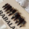 image:imageBABALAL Press On Nails Extra Long Stiletto Fake Nails Black Marble with Gothic Lace amp Y2k Charm Glossy Dark Edgy Glue On Nails for Women and Girls 24PcsANG20407