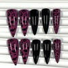 image:imageBABALAL Press On Nails Extra Long Stiletto Fake Nails Black Marble with Gothic Lace amp Y2k Charm Glossy Dark Edgy Glue On Nails for Women and Girls 24PcsANG20403