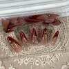 image:imageBABALAL Press On Nails Extra Long Stiletto Fake Nails Black Marble with Gothic Lace amp Y2k Charm Glossy Dark Edgy Glue On Nails for Women and Girls 24PcsANG20414