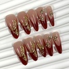 image:imageBABALAL Press On Nails Extra Long Stiletto Fake Nails Black Marble with Gothic Lace amp Y2k Charm Glossy Dark Edgy Glue On Nails for Women and Girls 24PcsANG20414