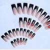 image:imageBABALAL Press On Nails Extra Long Stiletto Fake Nails Black Marble with Gothic Lace amp Y2k Charm Glossy Dark Edgy Glue On Nails for Women and Girls 24PcsANG201