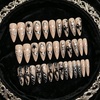 image:imageBABALAL Press On Nails Extra Long Stiletto Fake Nails Black Marble with Gothic Lace amp Y2k Charm Glossy Dark Edgy Glue On Nails for Women and Girls 24PcsANG20201