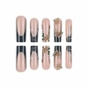 image:imageBABALAL Press On Nails Extra Long Stiletto Fake Nails Black Marble with Gothic Lace amp Y2k Charm Glossy Dark Edgy Glue On Nails for Women and Girls 24PcsANG215