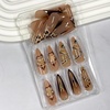 image:imageBABALAL Press On Nails Extra Long Stiletto Fake Nails Black Marble with Gothic Lace amp Y2k Charm Glossy Dark Edgy Glue On Nails for Women and Girls 24PcsANG20402