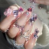 image:imageBABALAL Press On Nails Extra Long Stiletto Fake Nails Black Marble with Gothic Lace amp Y2k Charm Glossy Dark Edgy Glue On Nails for Women and Girls 24PcsANG205