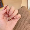 image:imageBABALAL Press On Nails Extra Long Stiletto Fake Nails Black Marble with Gothic Lace amp Y2k Charm Glossy Dark Edgy Glue On Nails for Women and Girls 24PcsANG20414