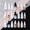 image:imageBABALAL Press On Nails Extra Long Stiletto Fake Nails Black Marble with Gothic Lace amp Y2k Charm Glossy Dark Edgy Glue On Nails for Women and Girls 24PcsANG20301