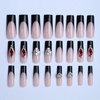 image:imageBABALAL Press On Nails Extra Long Stiletto Fake Nails Black Marble with Gothic Lace amp Y2k Charm Glossy Dark Edgy Glue On Nails for Women and Girls 24PcsANG201