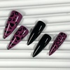 image:imageBABALAL Press On Nails Extra Long Stiletto Fake Nails Black Marble with Gothic Lace amp Y2k Charm Glossy Dark Edgy Glue On Nails for Women and Girls 24PcsANG20403