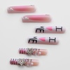 image:imageBABALAL Press On Nails Extra Long Stiletto Fake Nails Black Marble with Gothic Lace amp Y2k Charm Glossy Dark Edgy Glue On Nails for Women and Girls 24PcsANG216