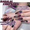 image:imageBABALAL Press On Nails Extra Long Stiletto Fake Nails Black Marble with Gothic Lace amp Y2k Charm Glossy Dark Edgy Glue On Nails for Women and Girls 24PcsANG20401
