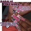 image:imageBABALAL Press On Nails Extra Long Stiletto Fake Nails Black Marble with Gothic Lace amp Y2k Charm Glossy Dark Edgy Glue On Nails for Women and Girls 24PcsANG216