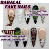 image:imageBABALAL Press On Nails Extra Long Stiletto Fake Nails Green Leopard Print amp Brown Ombre Tortoise Design Glossy Y2k Glue On Nails for Women and Girls 24PcsFNT02green