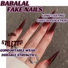 image:imageBABALAL Press On Nails Extra Long Stiletto Fake Nails Green Leopard Print amp Brown Ombre Tortoise Design Glossy Y2k Glue On Nails for Women and Girls 24PcsFNT00red