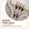 image:imageBABALAL Press On Nails Extra Long Stiletto Fake Nails Green Leopard Print amp Brown Ombre Tortoise Design Glossy Y2k Glue On Nails for Women and Girls 24PcsFNT10black