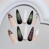 image:imageBABALAL Press On Nails Extra Long Stiletto Fake Nails Green Leopard Print amp Brown Ombre Tortoise Design Glossy Y2k Glue On Nails for Women and Girls 24PcsFNT02green