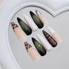 image:imageBABALAL Press On Nails Extra Long Stiletto Fake Nails Green Leopard Print amp Brown Ombre Tortoise Design Glossy Y2k Glue On Nails for Women and Girls 24PcsFNT02green