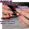 image:imageBABALAL Press On Nails Extra Long Stiletto Fake Nails Hot Pink Blue Cheetah Print with Star Design Glossy Y2K Kawaii Funky Glue On Nails 24Pcs Bright Summer NailsANS204bow