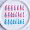 image:imageBABALAL Press On Nails Extra Long Stiletto Fake Nails Hot Pink Blue Cheetah Print with Star Design Glossy Y2K Kawaii Funky Glue On Nails 24Pcs Bright Summer NailsANS20704