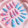 image:imageBABALAL Press On Nails Extra Long Stiletto Fake Nails Hot Pink Blue Cheetah Print with Star Design Glossy Y2K Kawaii Funky Glue On Nails 24Pcs Bright Summer NailsANS20704