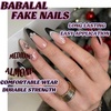 image:imageBABALAL Press On Nails Extra Long Stiletto Fake Nails Hot Pink Blue Cheetah Print with Star Design Glossy Y2K Kawaii Funky Glue On Nails 24Pcs Bright Summer NailsANS218winter