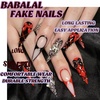 image:imageBABALAL Press On Nails Extra Long Stiletto Fake Nails Hot Pink Blue Cheetah Print with Star Design Glossy Y2K Kawaii Funky Glue On Nails 24Pcs Bright Summer NailsANS214goth