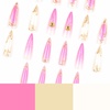 image:imageBABALAL Press On Nails Extra Long Stiletto Fake Nails Hot Pink Blue Cheetah Print with Star Design Glossy Y2K Kawaii Funky Glue On Nails 24Pcs Bright Summer NailsANS217pinkgold