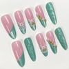 image:imageBABALAL Press On Nails Extra Long Stiletto Fake Nails Hot Pink Blue Cheetah Print with Star Design Glossy Y2K Kawaii Funky Glue On Nails 24Pcs Bright Summer NailsANS20902