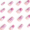 image:imageBABALAL Press On Nails Long Square Fake Nails Pink Brown with 3D Star Rhinestone amp Polka Dot Stripe Design Y2K Retro Cute Glue On Nails for Women and Girls 24PcsFNEB024