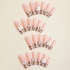 image:imageBABALAL Press On Nails Long Square Fake Nails Pink Brown with 3D Star Rhinestone amp Polka Dot Stripe Design Y2K Retro Cute Glue On Nails for Women and Girls 24PcsFNEB008