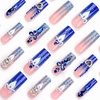 image:imageBABALAL Press On Nails Long Square Fake Nails Pink Brown with 3D Star Rhinestone amp Polka Dot Stripe Design Y2K Retro Cute Glue On Nails for Women and Girls 24PcsFNEB014