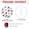 image:imageBABALAL Press On Nails Long Square Fake Nails Pink Brown with 3D Star Rhinestone amp Polka Dot Stripe Design Y2K Retro Cute Glue On Nails for Women and Girls 24PcsFNEB005