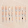 image:imageBABALAL Press On Nails Long Square Fake Nails Pink Brown with 3D Star Rhinestone amp Polka Dot Stripe Design Y2K Retro Cute Glue On Nails for Women and Girls 24PcsFNEB006