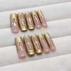 image:imageBABALAL Press On Nails Long Square Fake Nails Pink Brown with 3D Star Rhinestone amp Polka Dot Stripe Design Y2K Retro Cute Glue On Nails for Women and Girls 24PcsFNEB002