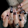image:imageBABALAL Press On Nails Long Square Fake Nails Pink Brown with 3D Star Rhinestone amp Polka Dot Stripe Design Y2K Retro Cute Glue On Nails for Women and Girls 24PcsFNEB004