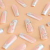 image:imageBABALAL Press On Nails Long Square Fake Nails Pink Brown with 3D Star Rhinestone amp Polka Dot Stripe Design Y2K Retro Cute Glue On Nails for Women and Girls 24PcsFNEB011