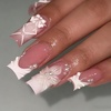 image:imageBABALAL Press On Nails Long Square Fake Nails Pink Brown with 3D Star Rhinestone amp Polka Dot Stripe Design Y2K Retro Cute Glue On Nails for Women and Girls 24PcsFNEB00601