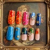 image:imageBABALAL Press On Nails Long Square Fake Nails Pink Brown with 3D Star Rhinestone amp Polka Dot Stripe Design Y2K Retro Cute Glue On Nails for Women and Girls 24PcsFNEB00605