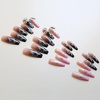 image:imageBABALAL Press On Nails Long Square Fake Nails Pink Brown with 3D Star Rhinestone amp Polka Dot Stripe Design Y2K Retro Cute Glue On Nails for Women and Girls 24PcsFNEB022