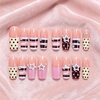 image:imageBABALAL Press On Nails Long Square Fake Nails Pink Brown with 3D Star Rhinestone amp Polka Dot Stripe Design Y2K Retro Cute Glue On Nails for Women and Girls 24PcsFNEB00604
