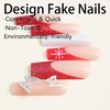 image:imageBABALAL Press On Nails Long Square Fake Nails Pink Brown with 3D Star Rhinestone amp Polka Dot Stripe Design Y2K Retro Cute Glue On Nails for Women and Girls 24PcsFNEB017