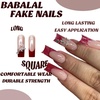 image:imageBABALAL Press On Nails Long Square Fake Nails Pink Brown with 3D Star Rhinestone amp Polka Dot Stripe Design Y2K Retro Cute Glue On Nails for Women and Girls 24PcsFNEB012