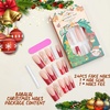 image:imageBABALAL Press On Nails Long Square Fake Nails Pink Brown with 3D Star Rhinestone amp Polka Dot Stripe Design Y2K Retro Cute Glue On Nails for Women and Girls 24PcsFNEB017